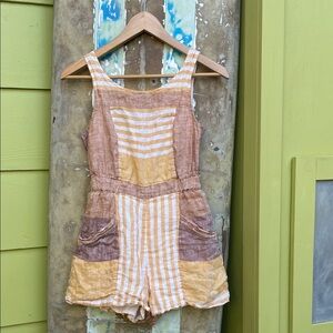 Striped Yellow and Brown Romper